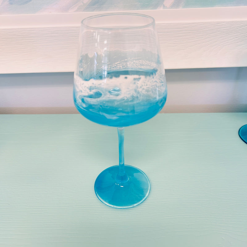 Beach Inspired Resin Stemmed Wine Glass- Wide Cup