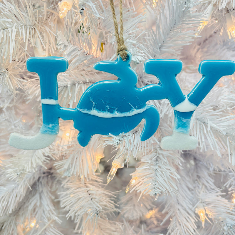 Assorted Sea Turtle "JOY" Resin Christmas Ornaments