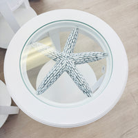Coastal Round Tables w/ 3D Accents and Glass Tops