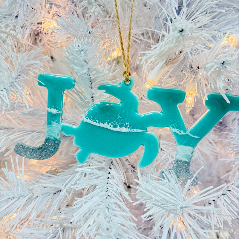 Assorted Sea Turtle "JOY" Resin Christmas Ornaments