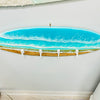 Coastal Teal Surfboard Resin Wall Coat/Towel Hanger with Metal Boat Cleat Hooks