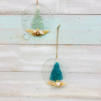 Assorted 6" Acrylic Coastal Christmas Tree Suncatchers/Ornaments w/ Glass, Shells, Sand, & Resin