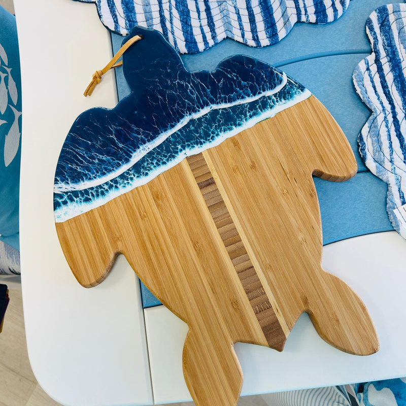 Assorted Sea Turtle Bamboo Charcuterie Boards w/Resin