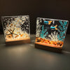 Acrylic LED Lights w/ Coastal Designs in Glass, Sand, Shells Resin