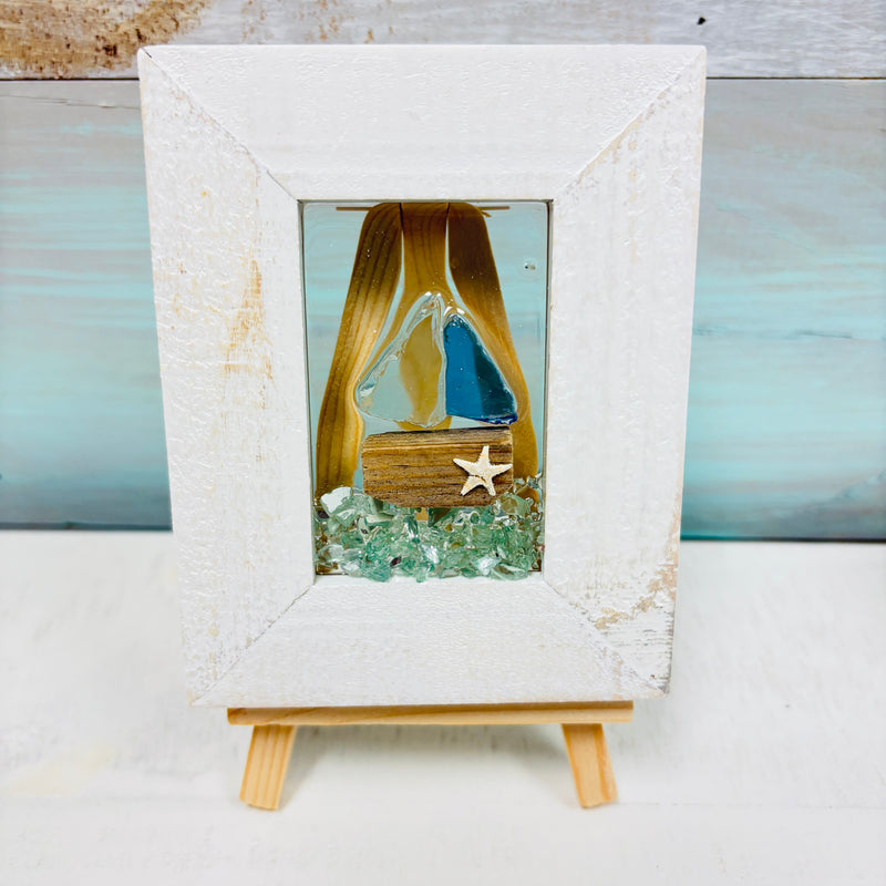 Assorted Mini Framed Resin Art w/ Wooden Easel