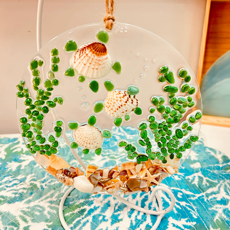 Assorted 6" Acrylic Coastal Suncatchers/Ornaments w/ Glass, Shells, Sand, & Resin