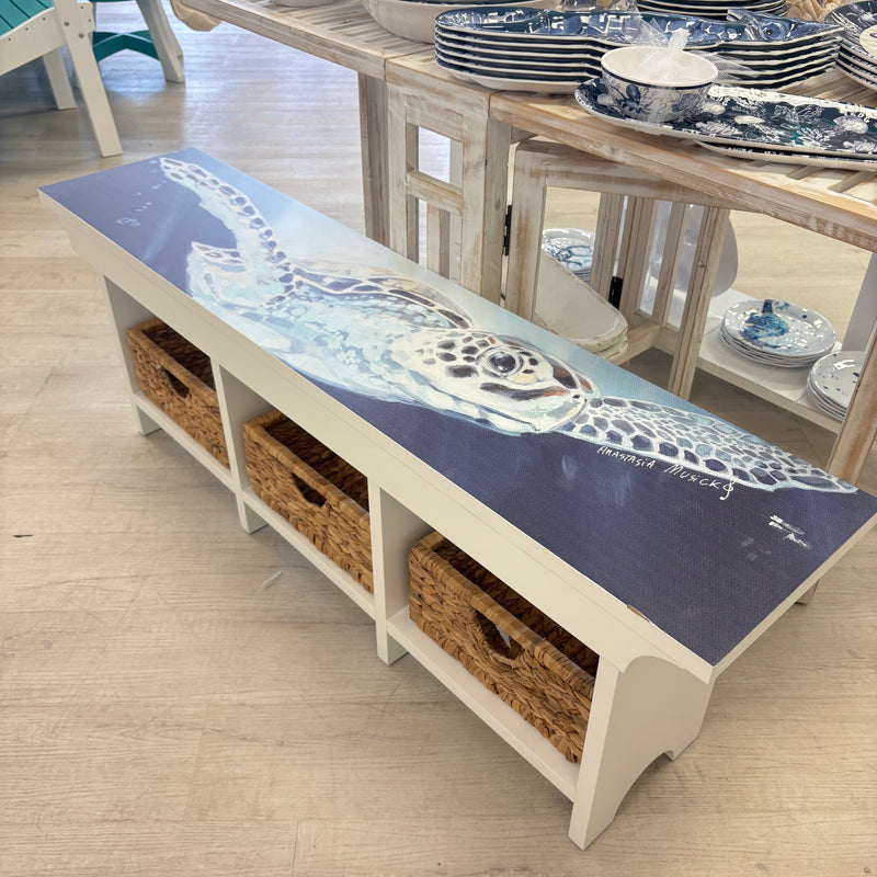 Long Bench w/ 3 Removable Baskets w/ Anastasia Musick Artwork