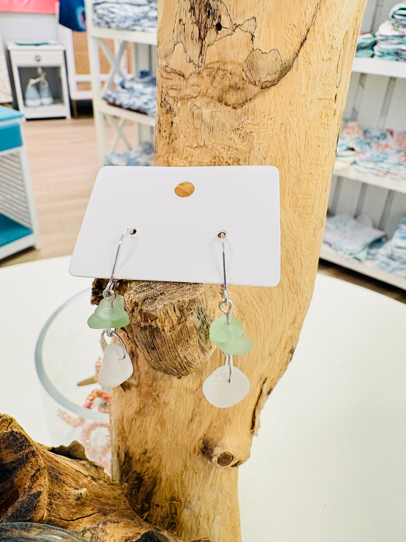 Wire Wrapped Sea Glass Dangle Earrings