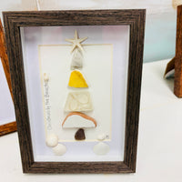 Assorted Christmas Trees Framed Seashell & Driftwood Art