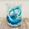 Hand Painted Cresting Waves Glass Hurricane/Vase