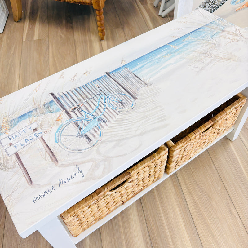 Bench w/ 2 Removable Baskets w/ Anastasia Musick Artwork