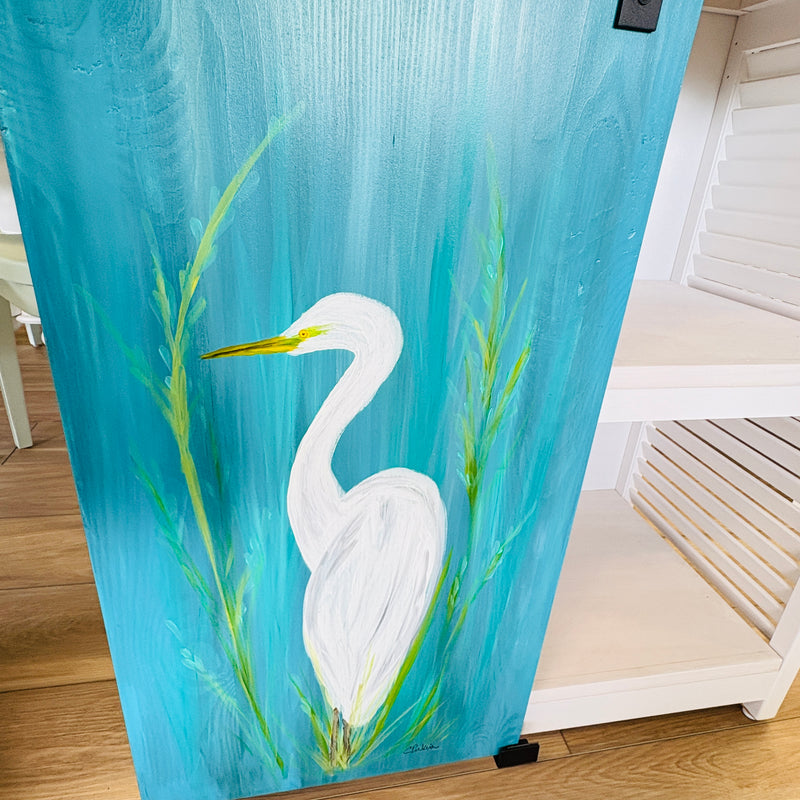 Hand Painted Sliding Barn Door Cabinet/Coffee Bar