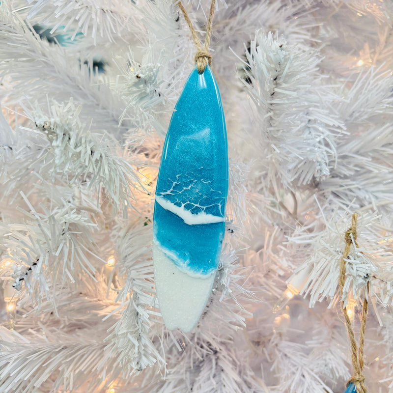 Assorted Surfboard Resin Christmas Ornaments
