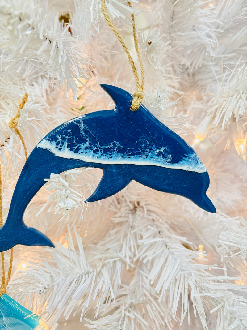 Assorted Dolphin Resin Christmas Ornaments