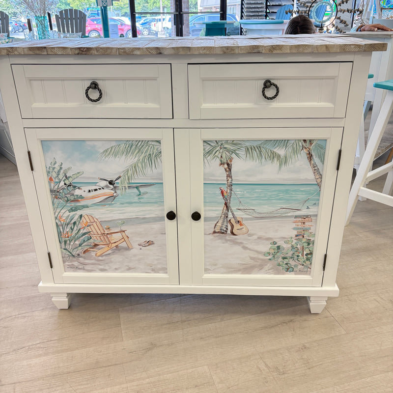 Coastal Cabinet 2 Doors and Drawers w/ Anastasia Musick Artwork