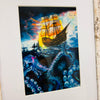 Octopus Deep Sea Navigator Watercolor Framed Print