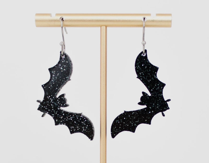 Holographic Bat Halloween Earrings