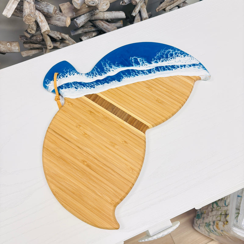 Assorted Whale Tail Bamboo Charcuterie Boards w/Resin