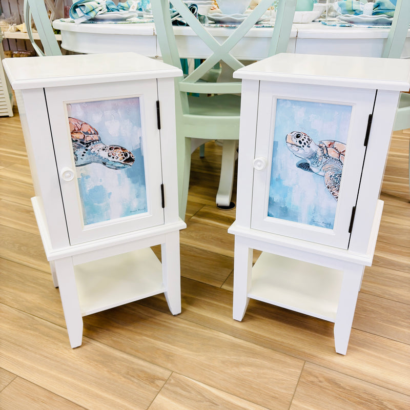 Coastal Accent Table/Cabinet w/ Anastasia Musick Art