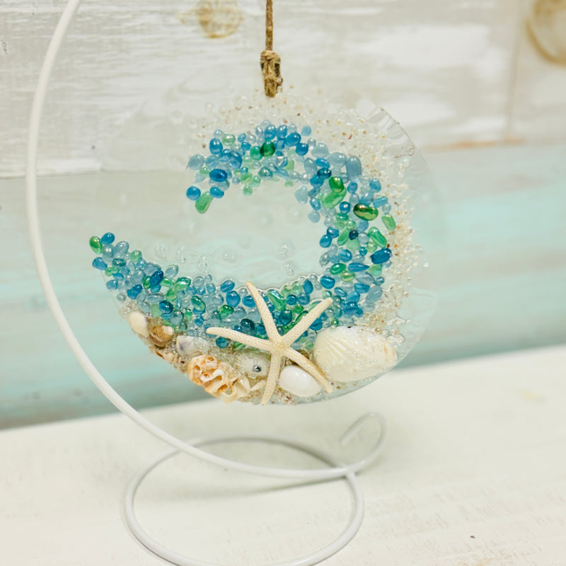Assorted 6" Acrylic Coastal Suncatchers/Ornaments w/ Glass, Shells, Sand, & Resin