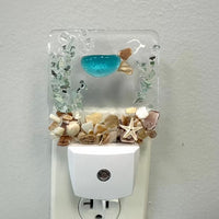 Acrylic Night Lights w/ Coastal Designs in Glass, Sand, Shells Resin Sunshine & Sweet Pea's Costal Decor