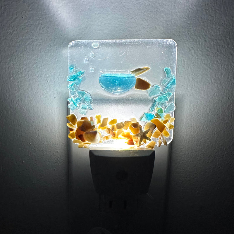 Acrylic Night Lights w/ Coastal Designs in Glass, Sand, Shells Resin Sunshine & Sweet Pea's Costal Decor