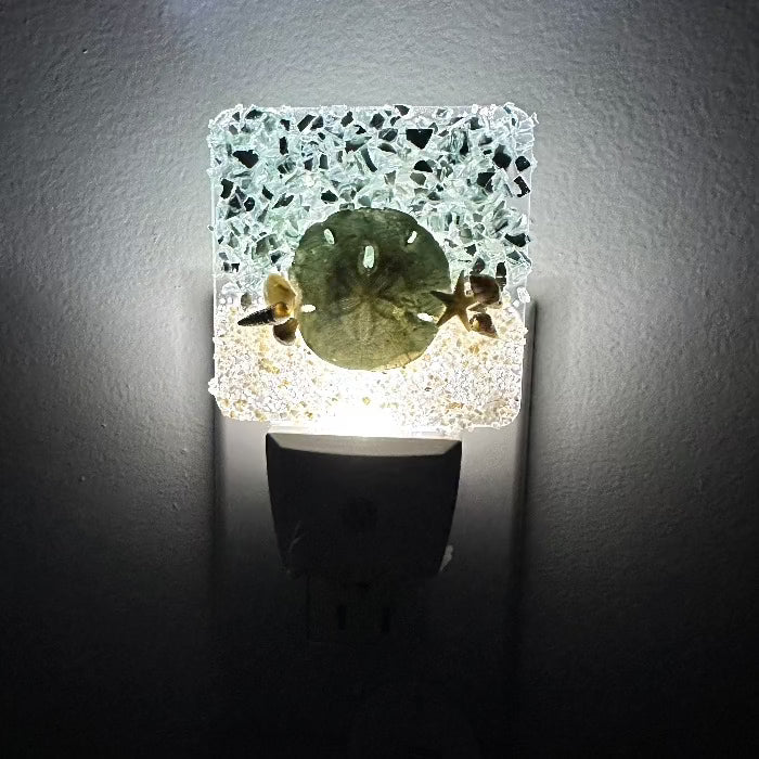 Acrylic Night Lights w/ Coastal Designs in Glass, Sand, Shells Resin Sunshine & Sweet Pea's Costal Decor