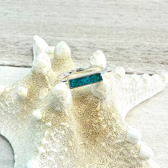 Delicate Dune Bar Turquoise Sterling Silver Ring - Sunshine & Sweet Pea's Coastal Decor