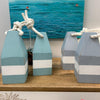 Rustic Wooden Buoy Bookend Set w/ Rope Handles Sunshine & Sweet Peas Coastal Decor