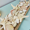 Large Hand Carved Oval Wooden Bowl Centerpiece w/ Shells & Starfish