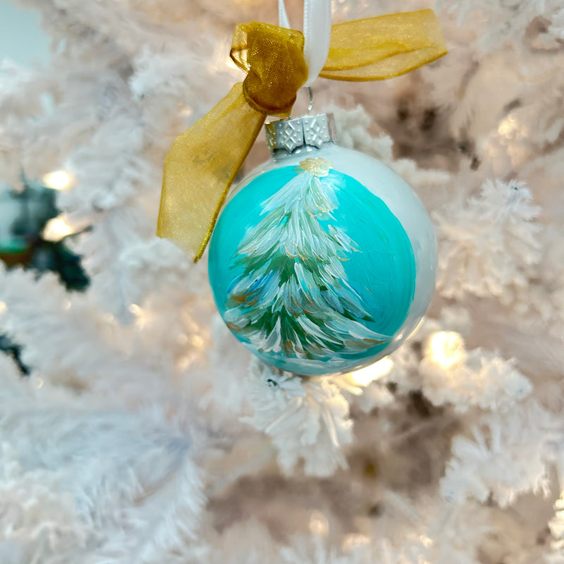 Assorted Hand Painted White Iridescent Shatter Proof Christmas Ornaments