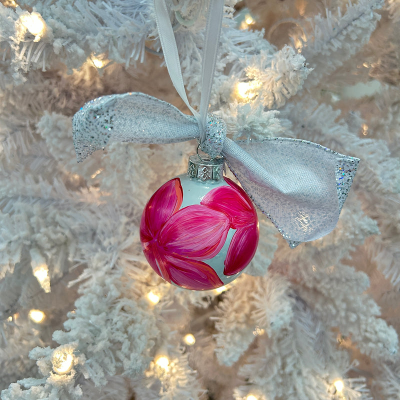 Assorted Hand Painted White Iridescent Shatter Proof Christmas Ornaments