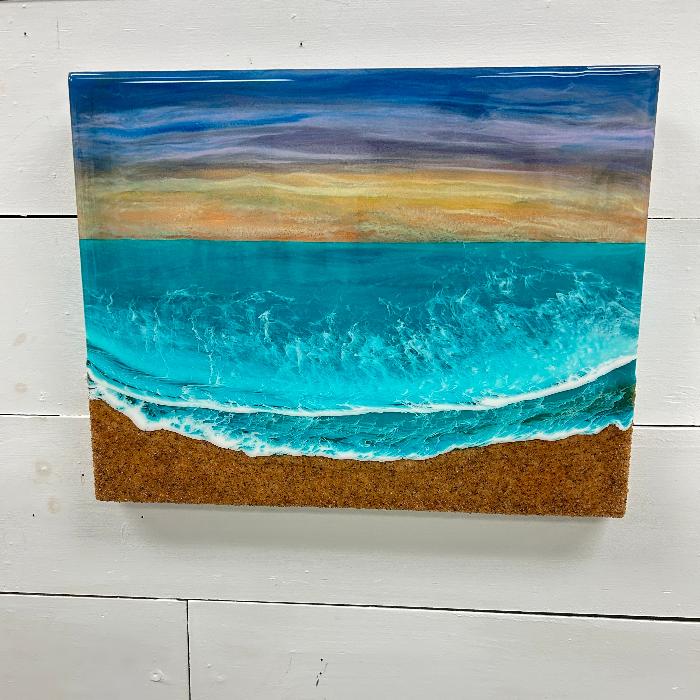 Sunset/Stormy Sky Inspired Resin Wall Art Sunshine & Sweet Peas Coastal Decor