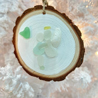 Assorted Sea Glass Angel's Embrace Wooden Christmas Ornaments Sunshine & Sweet Peas Costal Decor