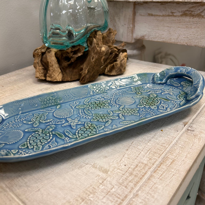 Pottery Glazed Sea Life Tray