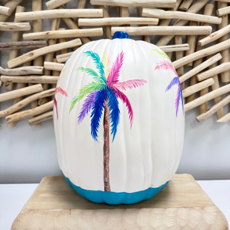 Palm Tree Hand Painted Pumpkin