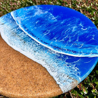 Round Beach Inspired Blue Resin & Dark Sand Coastal Scene 12" - Sunshine & Sweet Pea's Coastal Decor
