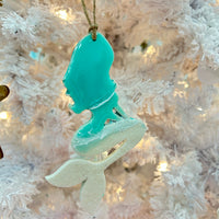 Assorted Sitting Mermaid Wooden Ornaments w/ Resin and Sand or Glitter Ornaments