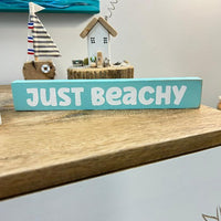 "Just Beachy" Shelf Sitter Sunshine & Sweet Peas Coastal Decor