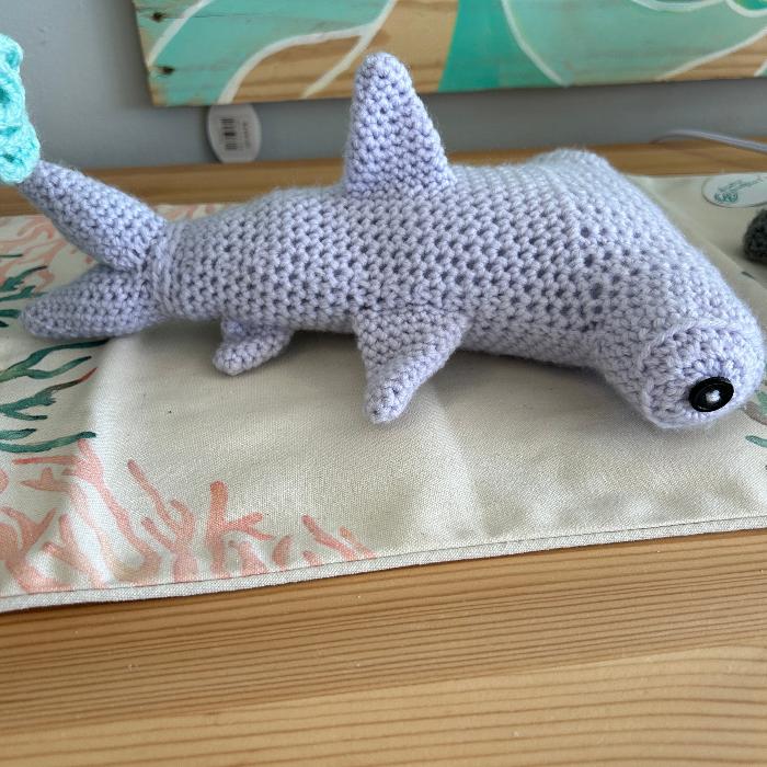 Hand Crocheted Hammerhead Shark Sunshine & Sweet Peas Coastal Decor