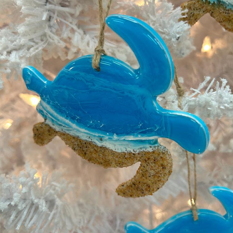 Assorted Sea Turtle Resin Christmas Ornaments Sunshine & Sweet Peas Costal Decor 