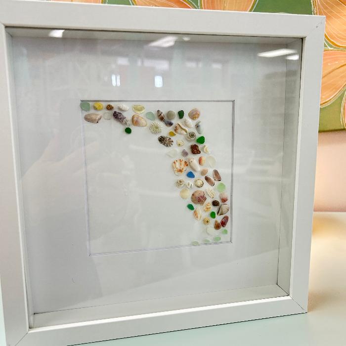 Florida State Sea Glass Shadow Box Art Sunshine & Sweet Peas Coastal Decor