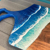 Beach Inspired Blue/Teal  Resin 25" Wooden Charcuterie Board Sunshine & Sweet Peas Coastal Decor