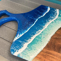 Beach Inspired Blue/Teal  Resin 25" Wooden Charcuterie Board Sunshine & Sweet Peas Coastal Decor