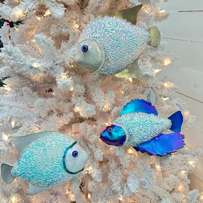 Assorted Glittered Fish Ornaments Sunshine & Sweet Peas Coastal Decor