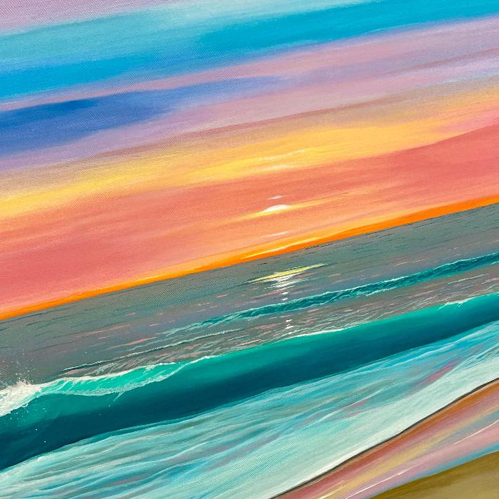 Cotton Candy Sunset Beachscape Painting on Canvas Sunshine & Sweet Peas Coastal Decor