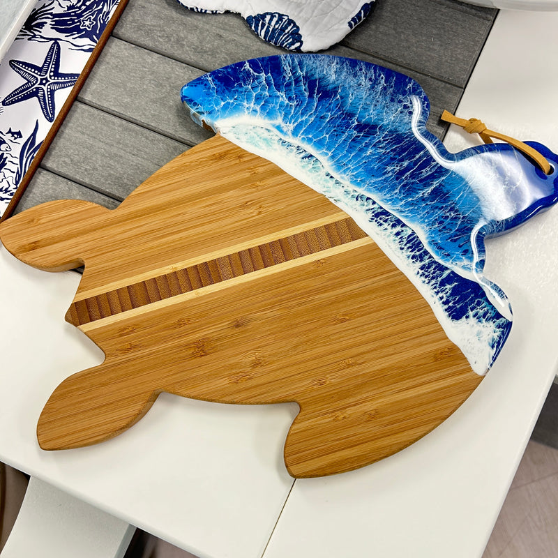 Assorted Sea Turtle Bamboo Charcuterie Boards w/Resin