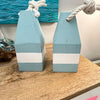 Rustic Wooden Buoy Bookend Set w/ Rope Handles Sunshine & Sweet Peas Coastal Decor