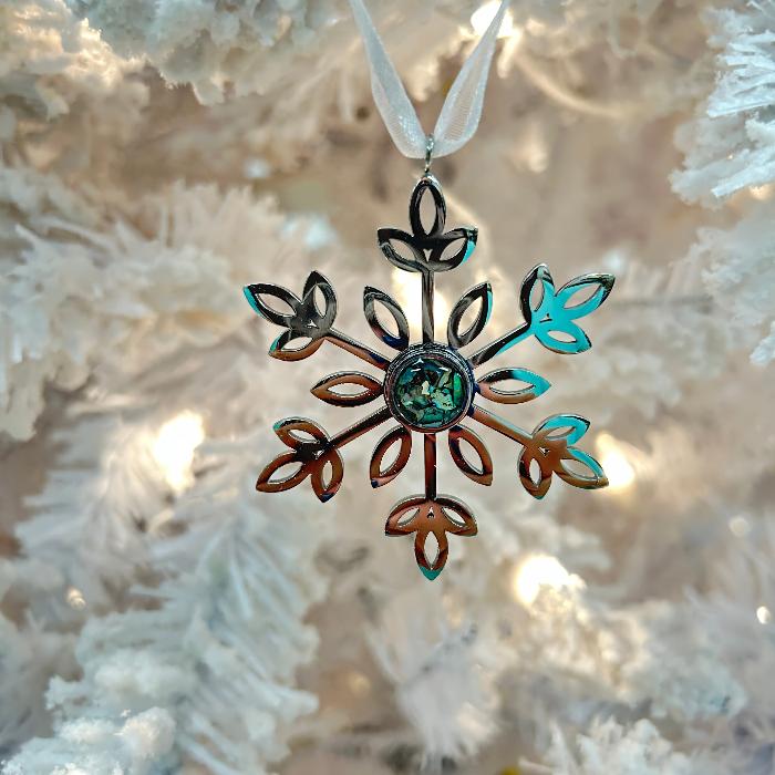 Cut Metal Snowflake w/ Abalone Shell Center Sunshine & Sweet Peas Coastal Decor