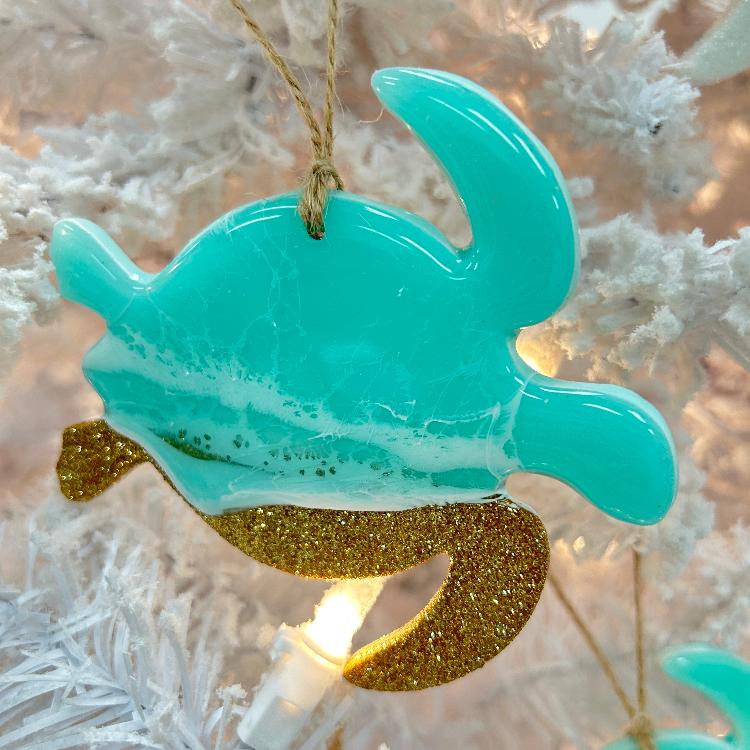 Assorted Sea Turtle Resin Christmas Ornaments Sunshine & Sweet Peas Costal Decor 